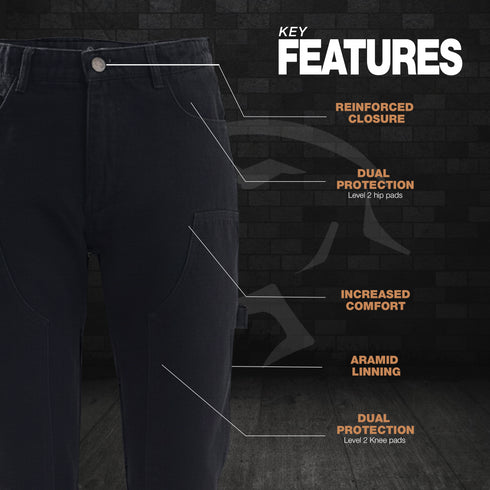 Motorcycle Riding Jeans Black  | Impact Armor | CE Level 2 Protection